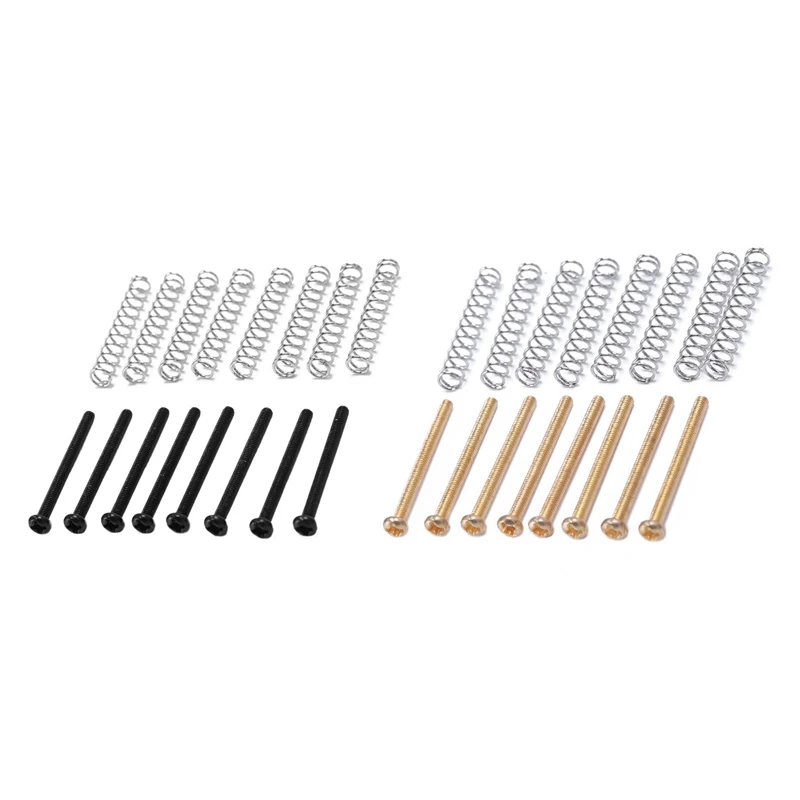 

16 Pcs M2.5X32MM Electric Guitar Humbucker Pickups Adjust Height Screw And Spring - Pitch 0.4Mm, 8 Pcs Gold & 8 Pcs Black