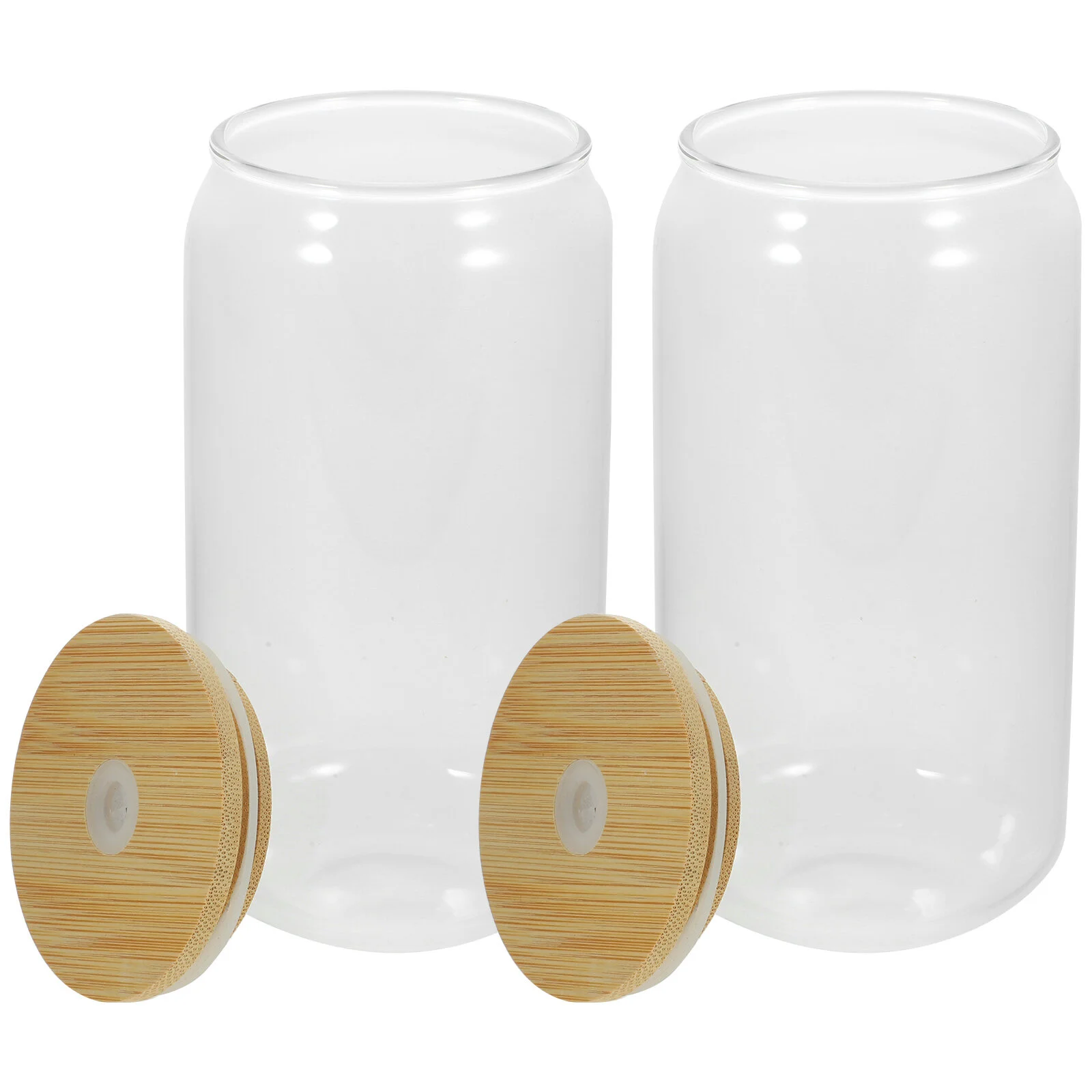 

2 Pcs Cups With Lids Milk Water Juice Glass Empty Bottles Mason Covered Reusable