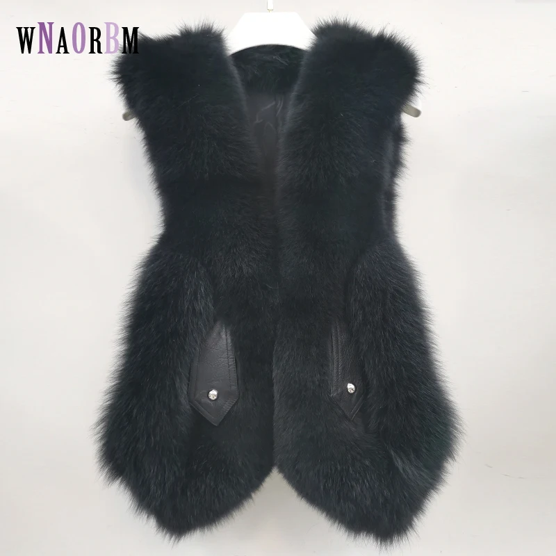 Solid color women's fox fur fashion autumn and winter women's jacket jacket top luxury short real fur jacket sleeveless vest