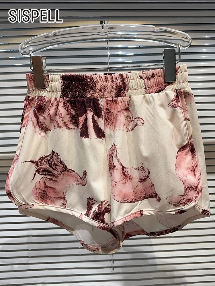 

SISPELL Animal Printing Casual Shorts For Women High Waist Colorblock Loose Pants Female Summer 2023 Fashion Clothing New Style