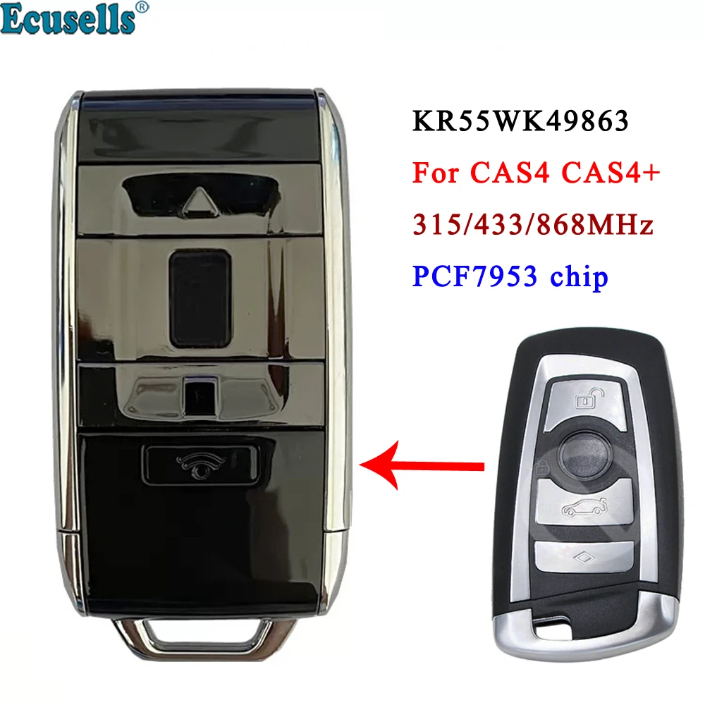 

Обновленный дистанционный ключ Ecusells 315/434/868 МГц для BMW 1 2 3 4 5 6 7 серии X3 CSA4 CAS4 + KR55WK49863 PCF7953 чип