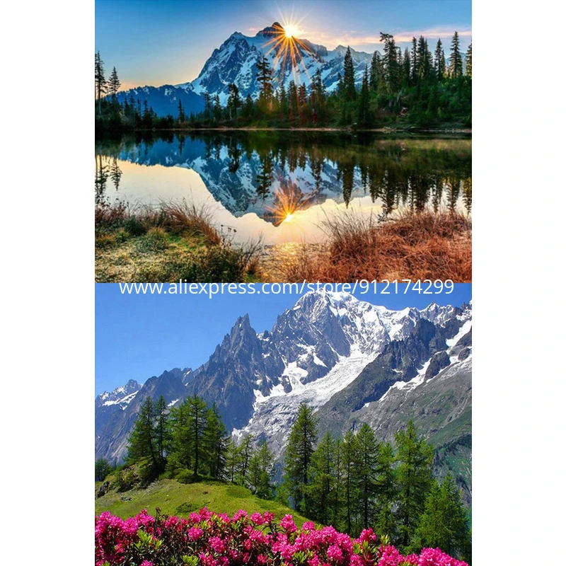 Алмазная живопись с пейзажем ROAMILY, алмазная вышивка «сделай сам», полноразмерная мозаика с изображением природы, гор, леса, реки, новый стиль