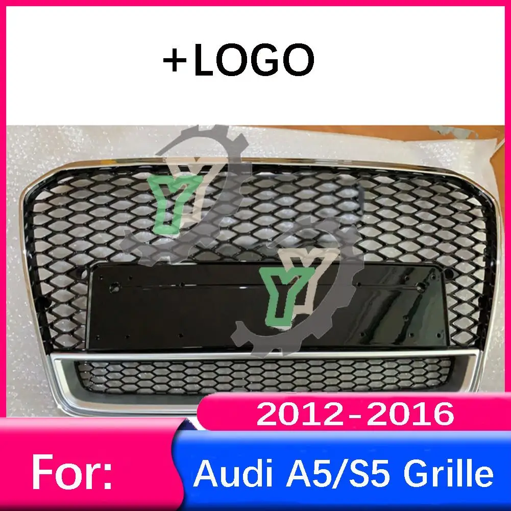

For Audi A5/S5 2012 2013 2014 2015 2016 Car Front Bumper Grille Centre Panel Styling Upper Grill (Modify For RS5 style)