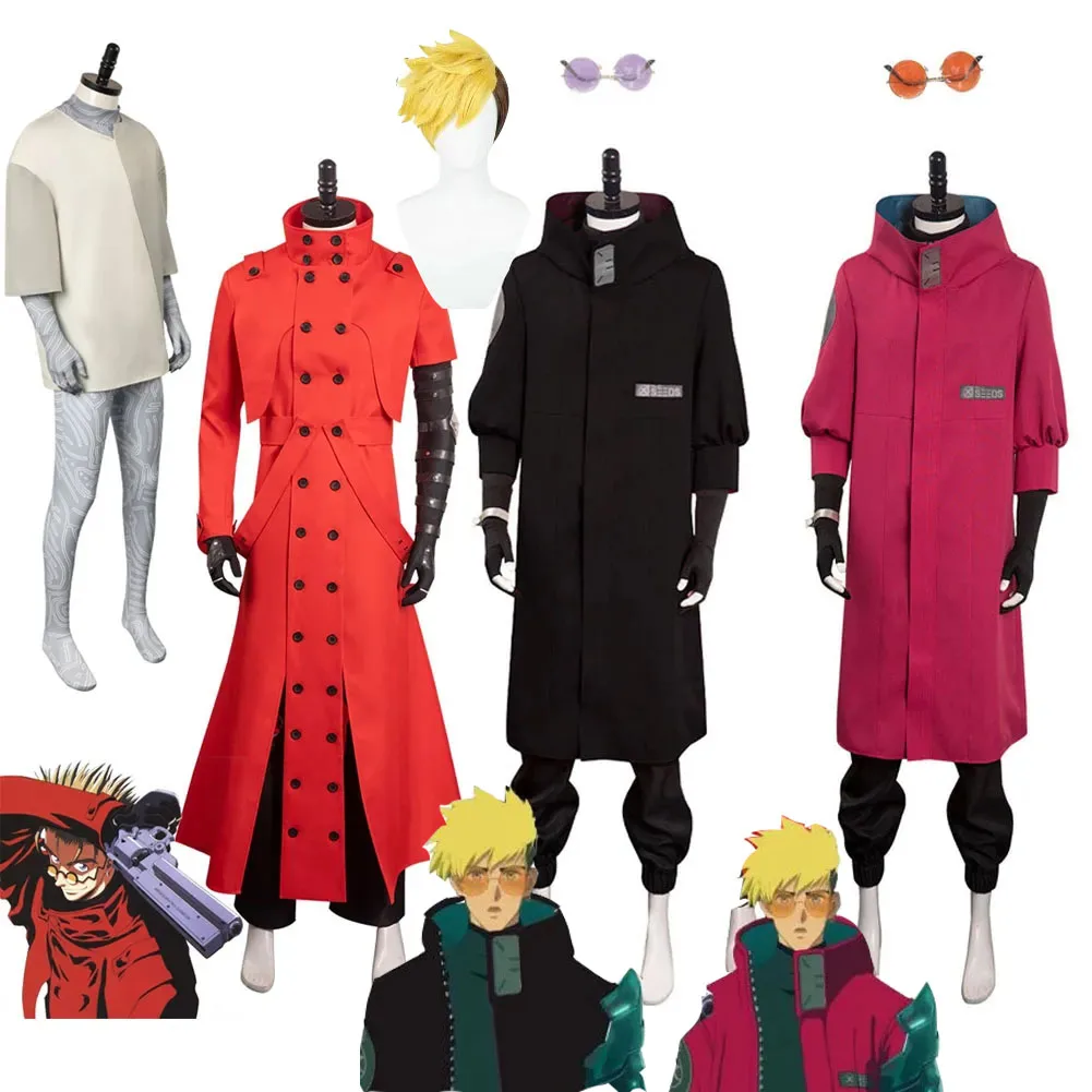 

Anime Trigun Vash the Stampede Cosplay Costume Men Coat Uniform Jacket Pants Outfit Halloween Carnival Party Male Disguise Suit