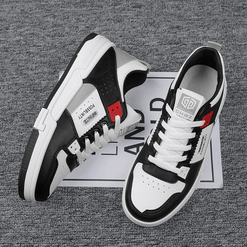 Sneakers for Men Comfortable Classic Casual Skate Shoes Male Fashion Non-Slip Leather Skateboard Shoes Zapatos De Hombre