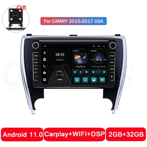 Android 11,0 для Toyota CAMRY 2015 2016 2017 США Автомобильный мультимедийный радиоплеер GPS-навигатор RDS
