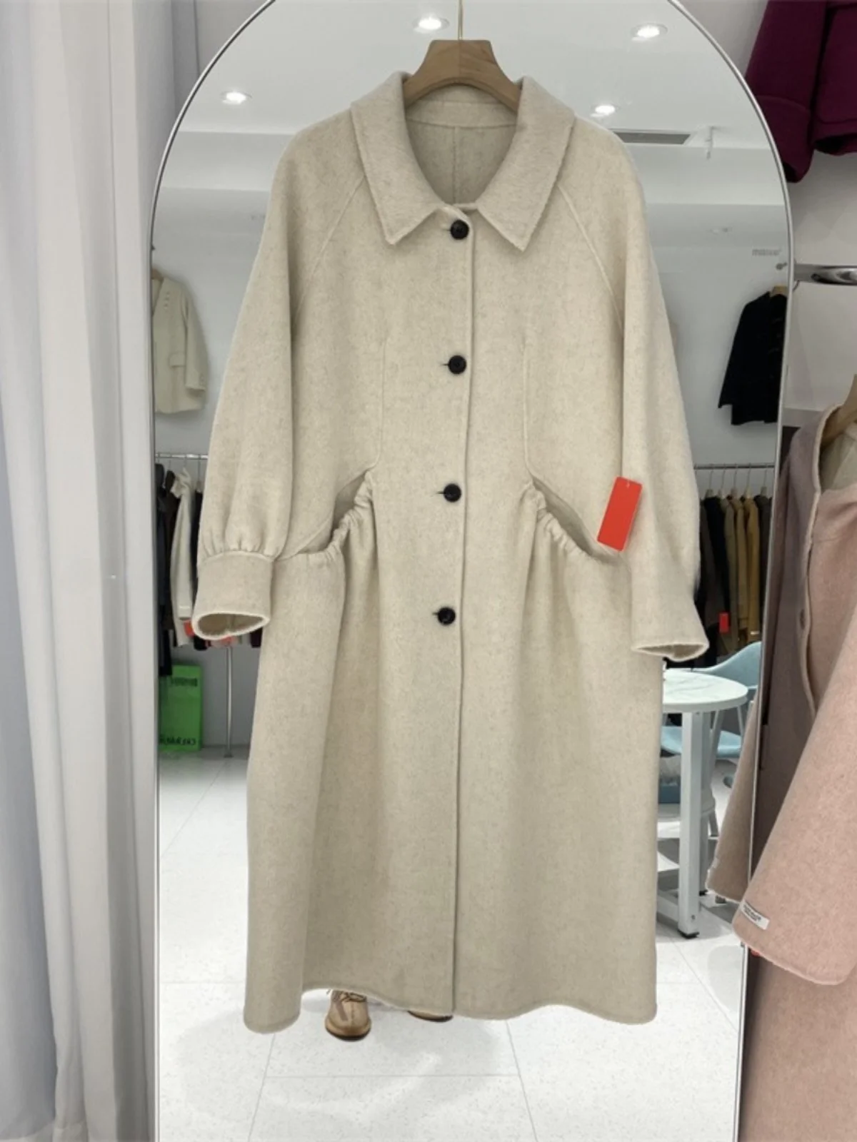 Осень-зима 2023 новый двусторонний дафлкот Ozhouzhan Idle Sle длинное пальто верхняя