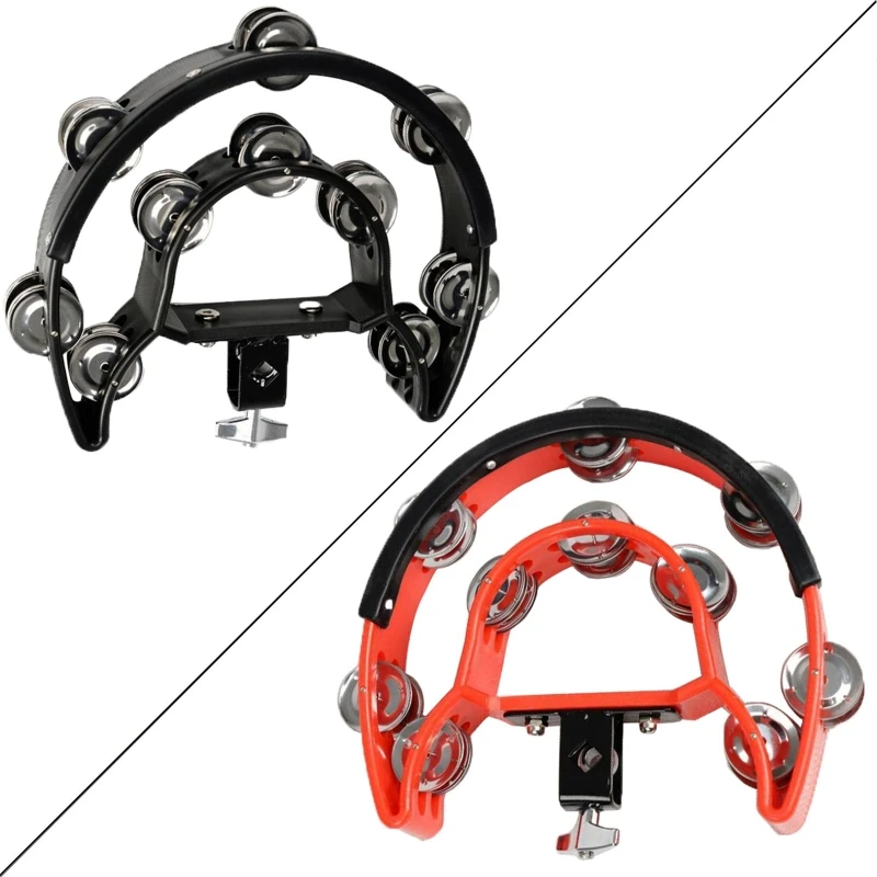 

Mountable Tambourine Half Moon Plastic Base Hi-hat Tambourine with Steel Jingle