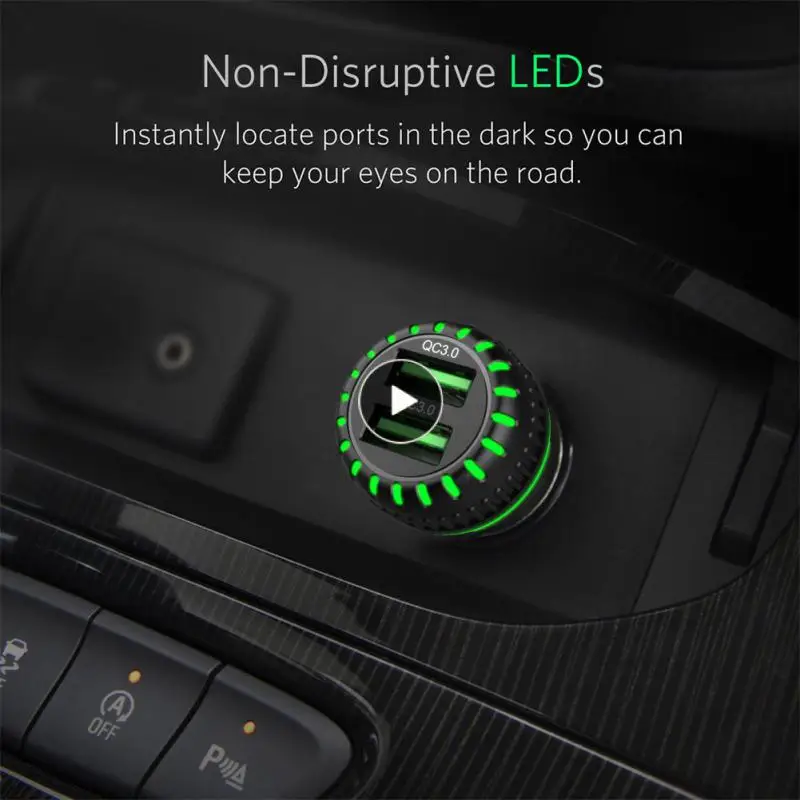 

New Car Charging Portable Pc Material Flame Retardant Material Qc 3.0 Fast Charging Universal Durable Dual Usb Cigarette Lighter