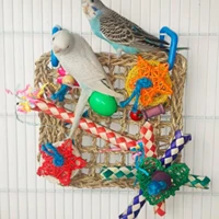 bird climbing net interactive play chewing toys swing rope cage parrots toys for budgie love birds parakeet african grey conure