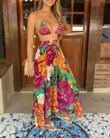 floral print crop top skirt set women summer 2022 new fashion