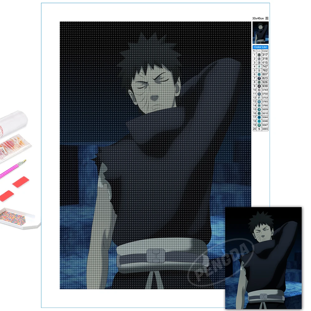 

5D DIY Full Round Drill Uchiha Obito Painting Home Decor Cross Stitch Naruto Diamond Embroidery Picture Anime Fans Gift Wall Art