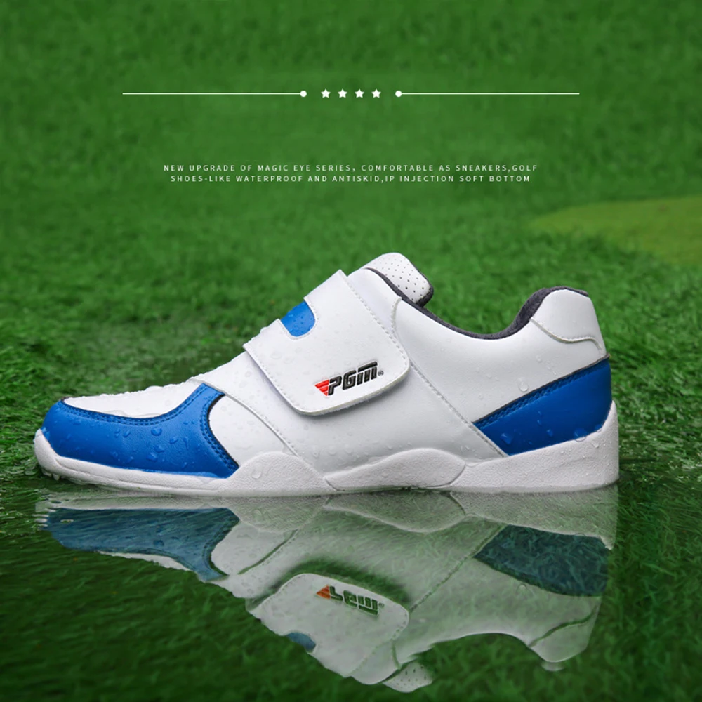 PGM Children Girls Boys Golf Shoes Waterproof Anti-skid Leather Outdoor Breathable Kids Sneakers Sports Shoes XZ054 30-36 Yard