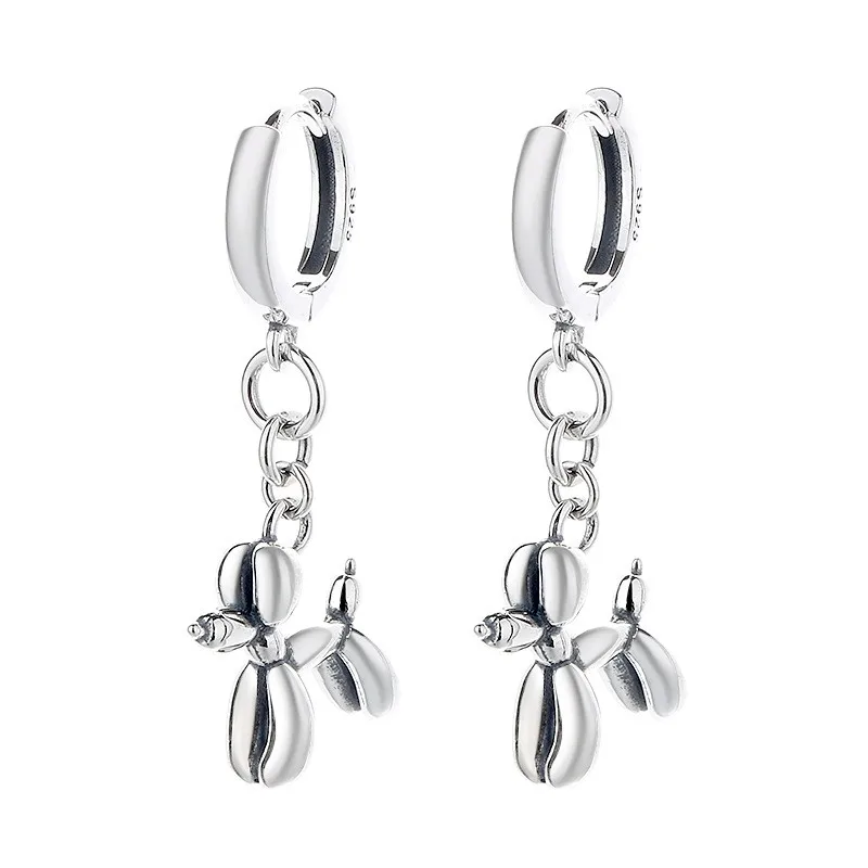 

156FR ZFSILVER S925 Silver Korean Fashion Trendy Design Exaggerated Arrogance Dangle Dog Earrings Charms Jewelry Women Match-all