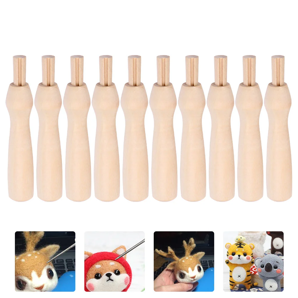 

10Pcs Punch Handle Adjustable Hand Grip Punching Wooden Handle Diy Felt Wool Handles