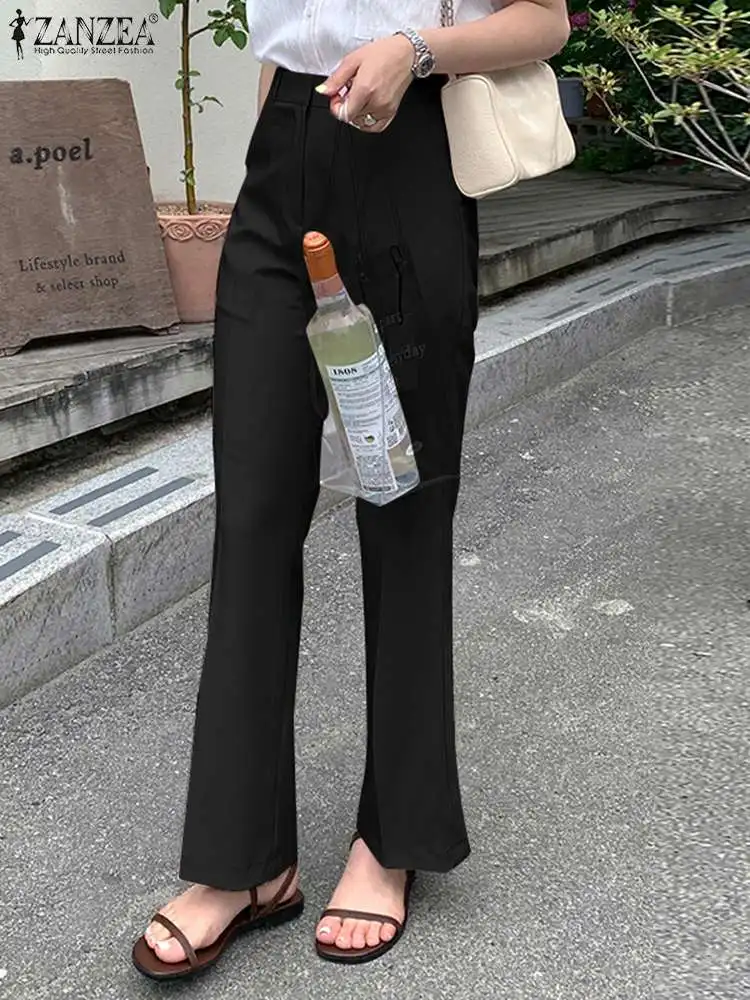

Business Blazer Pant Ankle-Length 2022 Autumn Women Pants Solid Color Side Pockets Pantalon ZANZEA Elegant Lady Office Trousers