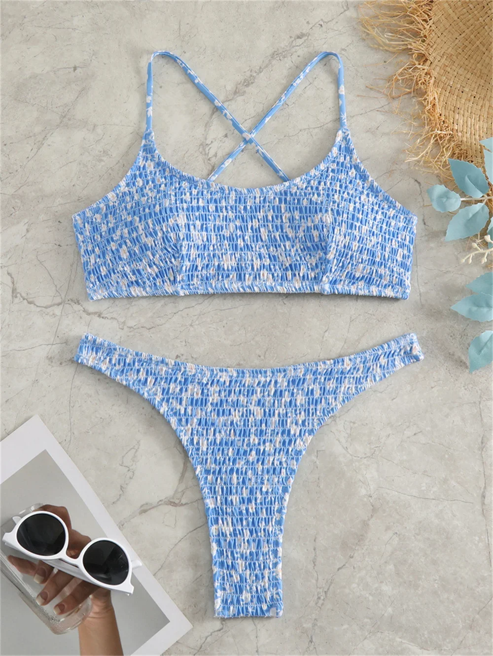 Милое бикини с цветочным принтом микро-стринги купальник открытой спиной