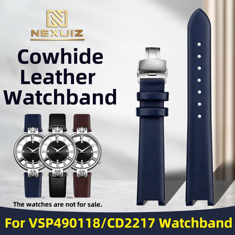 Фото Ремешок вогнутый для женских часов VS VERSACE VSP490118/VSPCD2217, браслет из воловьей кожи для наручных часов, с выемкой 16 мм, 10 мм, с пряжкой-бабочкой №1