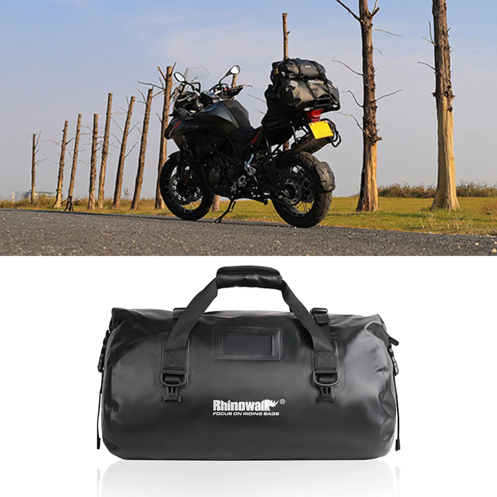 Motorcycle Bag 45L Waterproof PVC Tail Saddle Bag Durable Dry Luggage Outdoor Bag Motorcycle Seat Bag Accessories