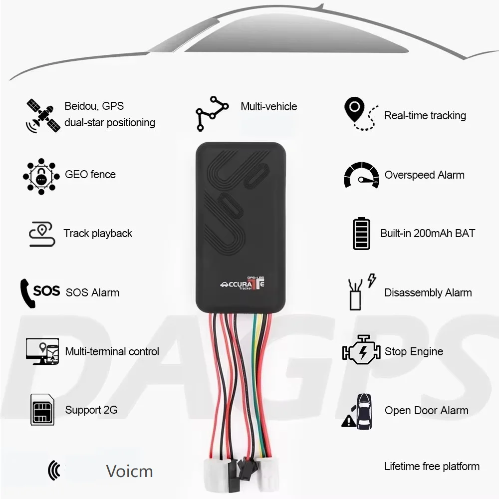 Фото GPS-трекер для транспортных средств DAGPS GT06/TK100 - отслеживание в реальном времени, дистанционное отключение двигателя, кнопка SOS, сигнализация при открытии двери, сигнализация при движении, геозона. №2