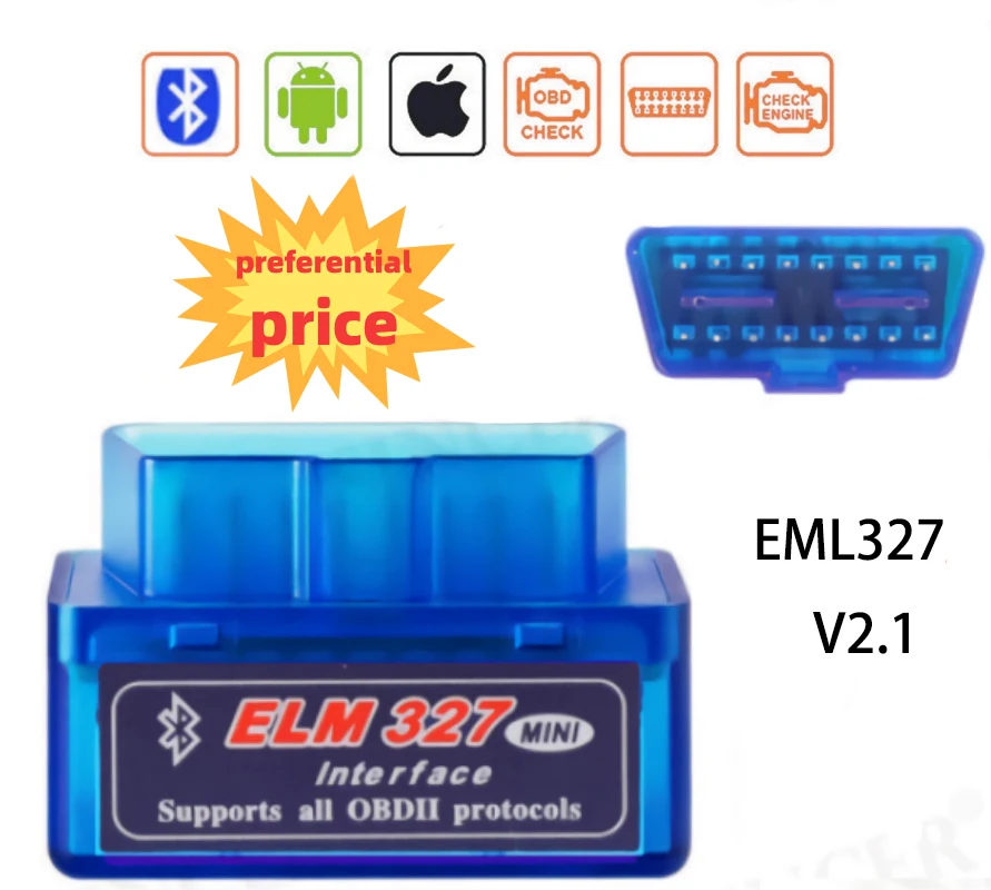 Mini ELM327 OBD V2.1 OBD2 Bluetooth Auto Scanner Car Tester Diagnostic Tool for ios Android Windows Symbian