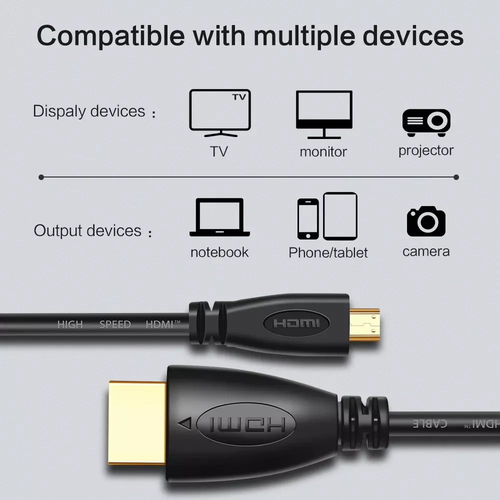 

HDMI-compatible to HDMI Cable 1m 1.5m 3m 5m 3D 1080P 1.4 Gold Plated Male-Male Micro HDMI-compatible Cable for Tablet HDTV
