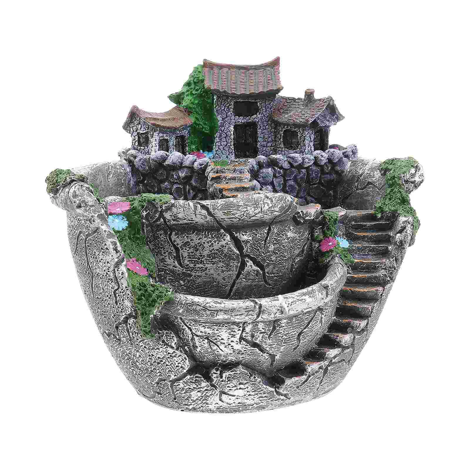 

Pot Succulent Pots Flower Resin Mini Platter House Gardening Micro Landscape Artificial Flowers Decor Diy Statues Fleshy