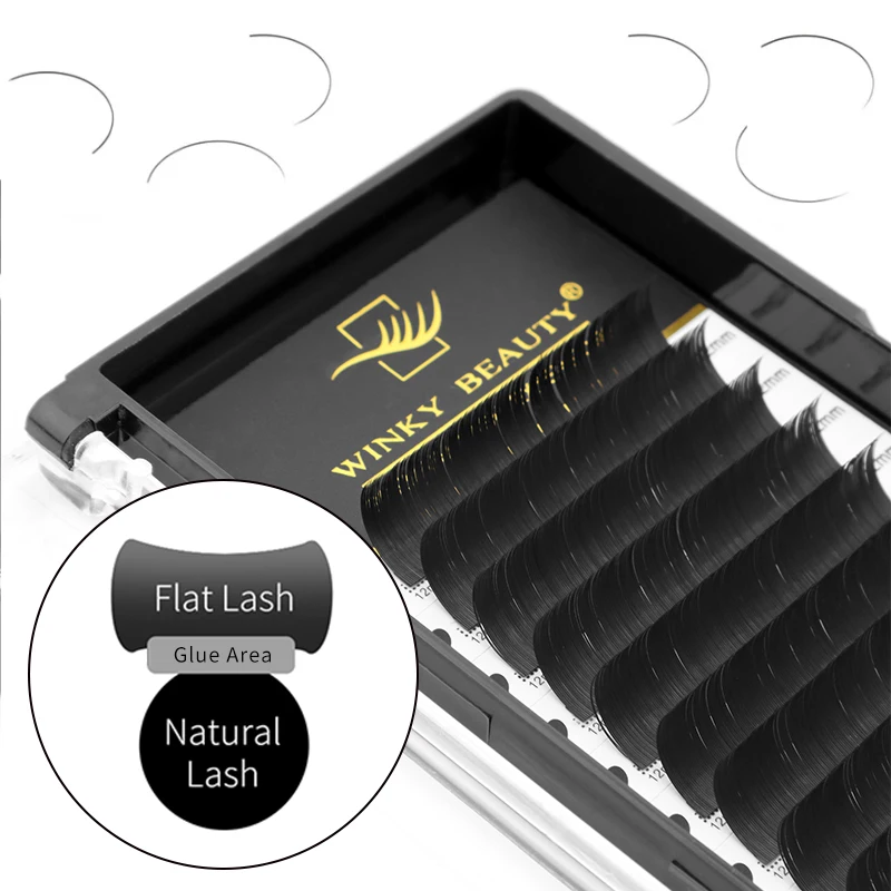 

Ресницы Winky Beauty Ellipse Flat Lash C/D/CC завитые для наращивания, профессиональные мягкие Накладные ресницы, матовые черные кашемировые ресницы