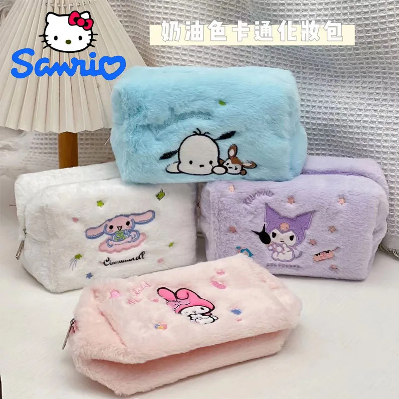 

Sanrio Cartoon Pen Bag Kuromi My Melody Storage Bag Cinnamoroll Pochacco Cute Large Capacity Stationery Lead Plush Pen Bag