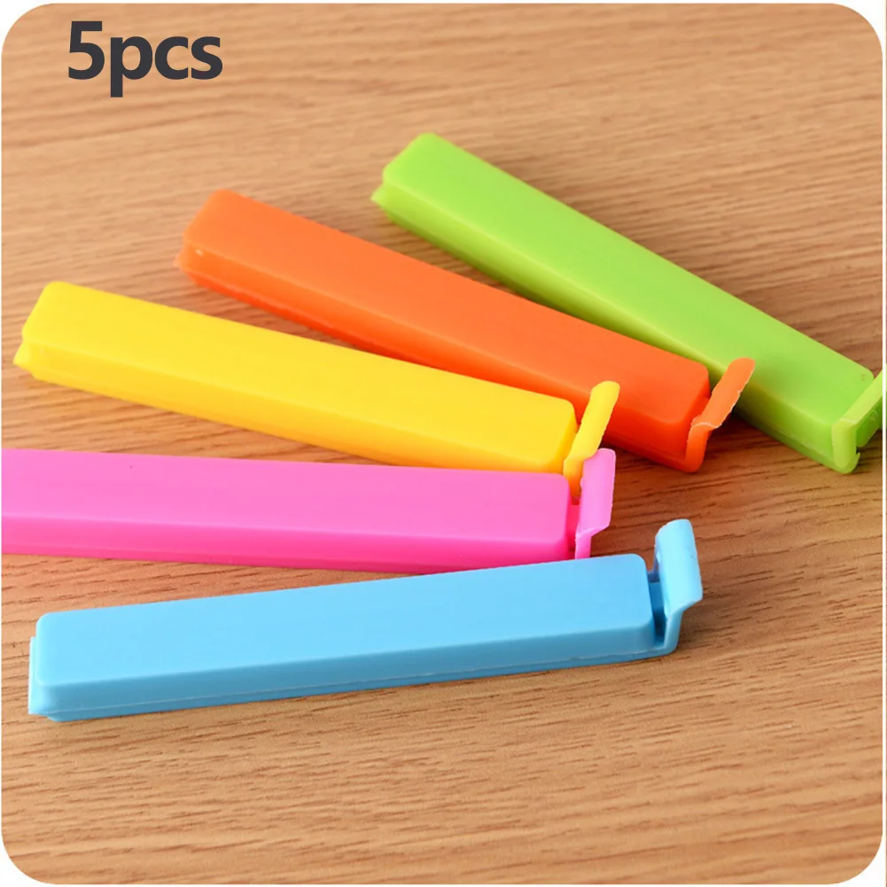 

5pcs Bag Clip Sealing Chip Clip Kitchen Storage Food Orange/blue/green/yellow/red/pink No Peculiar Recycled Food Storage Bags