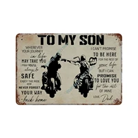 dad and son biker to my son vintage metal sign wall decor for bars restaurants cafes pubs 12x8 inch motorcycle garage