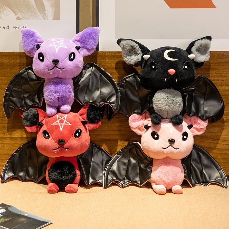 

30/45cm Dark Series Bat Plush Toy Gothic Rock Style Stuffed Bats Plushies Doll Soft Kids Toys for Girls Boys Halloween Gifts