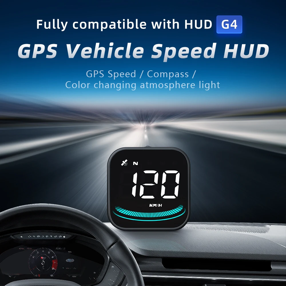 

Car G4 Universal HUD Head Up Display Digital GPS Speedometer With Speedup Test Brake Test Overspeed Alarm LED Display