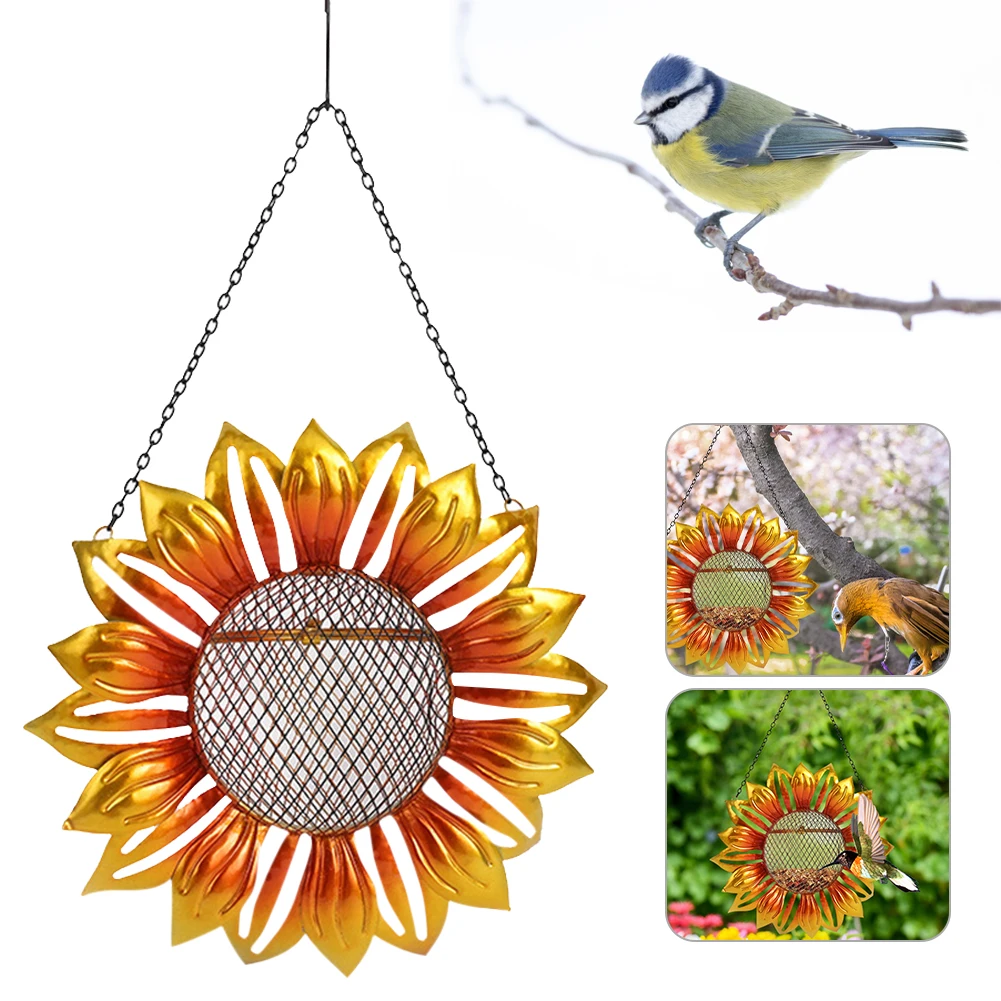

Bird Feeder Metal Hanging Wild Bird Feeder with Mesh Design Sunflower-Shaped for Backyard Garden Yard Outdoor Decoration