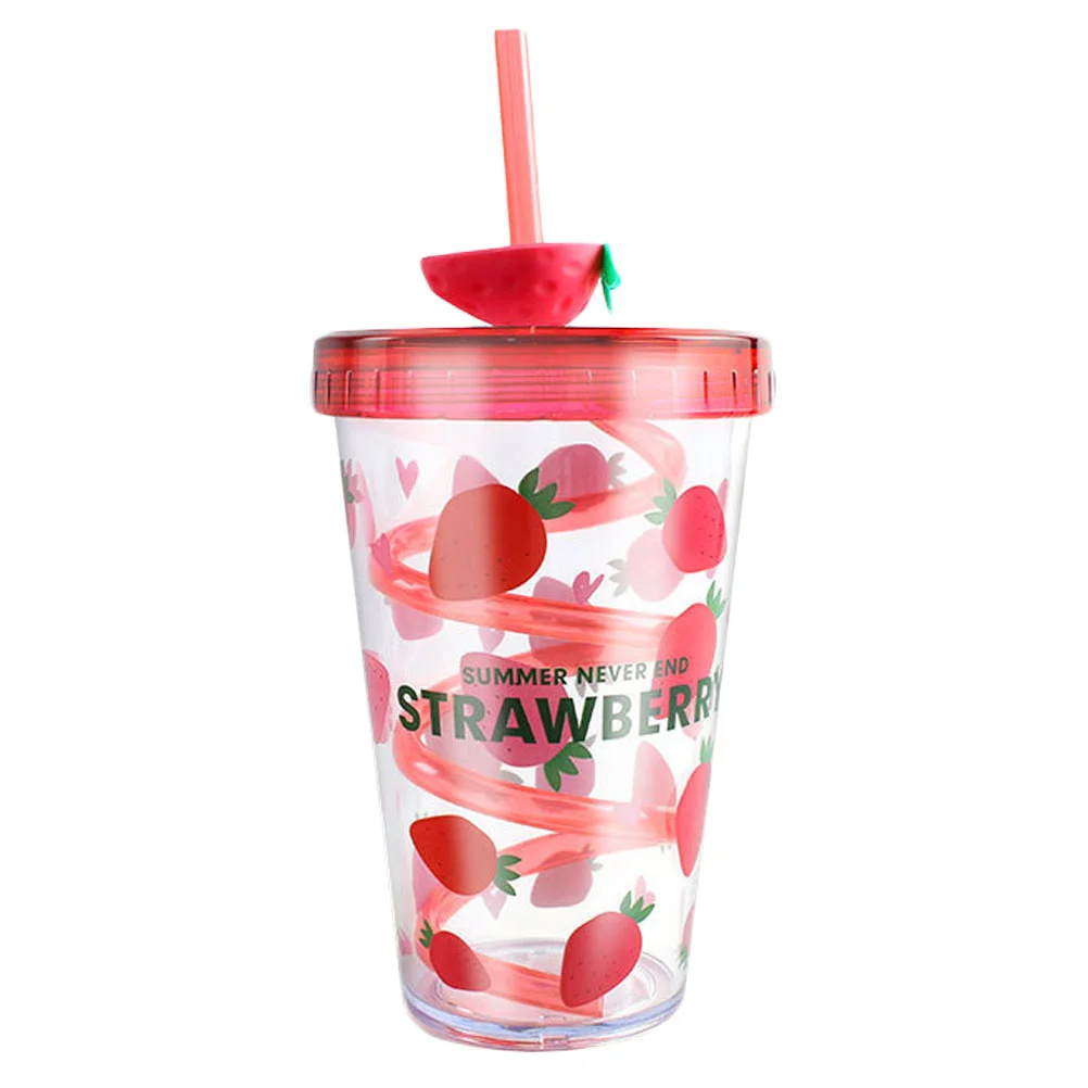 

Water Cup Straw Portable Cups Container Fruit Rotatable Kids Bottle Drinking Pattern Changing Colorsummer Cartoon 24Oz Reusable