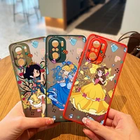 disney cute princess for xiaomi redmi note 11 10 10s 9t 9s 9 8 pro 5g 7 6 5 5a prime frosted translucent soft phone case