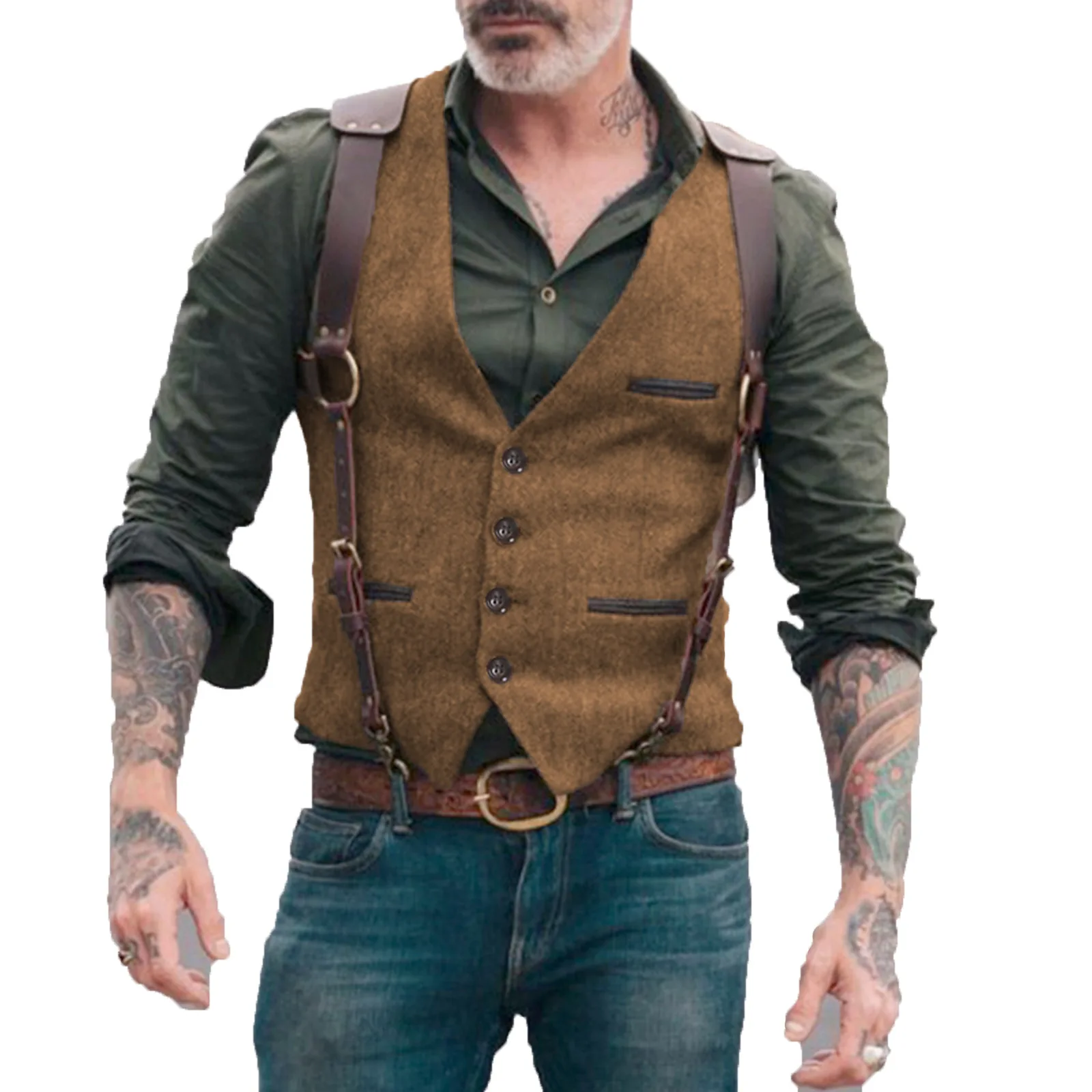

V-Stripe Men's Suit Vest Vintage Fashion Punk Style Tank Top Victorian Style Cosplay Costumes Business Office Waistcoat