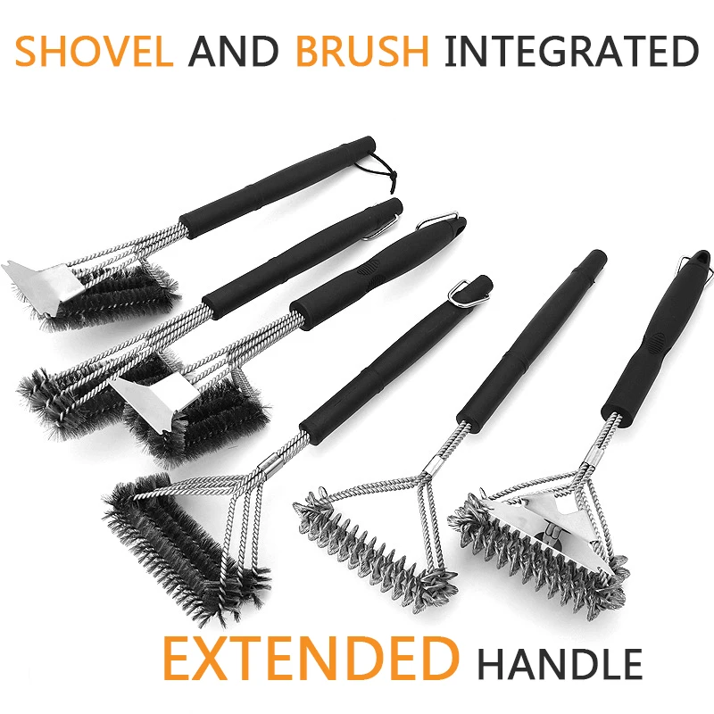 

Barbecue Grill BBQ Brush Clean Tool Grill Accessories Stainless Steel Bristles Non-stick Cleaning Brushes Barbecue Accessories