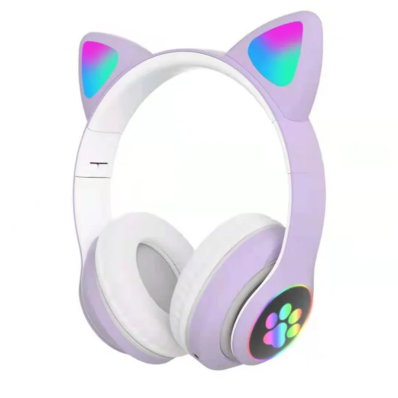 Auriculares luminosos con orejas de gato, audífonos inalámbricos con Bluetooth, bonitos, Kawaii, Con garra de gato, Xiaomi para teléfonos inteligentes, IPhone y Huawei