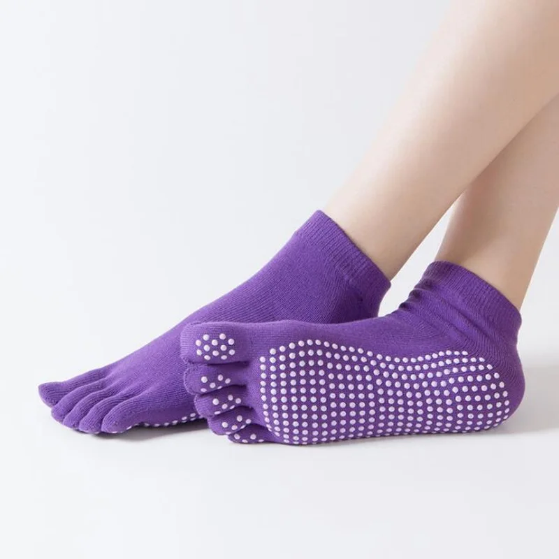 2023 Women Breathable Pilates Socks Anti-Slip Five Toe Yoga Socks Quick-Dry Cotton Ladies Ballet Dance Elasticity Fitness Socks