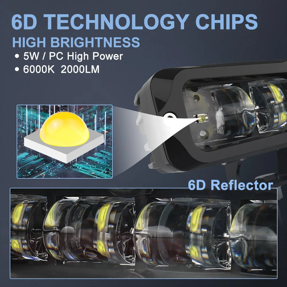 Светодиодсветильник световая балка 6D 6 дюймов рабочее освещение 12 В 24 светильник