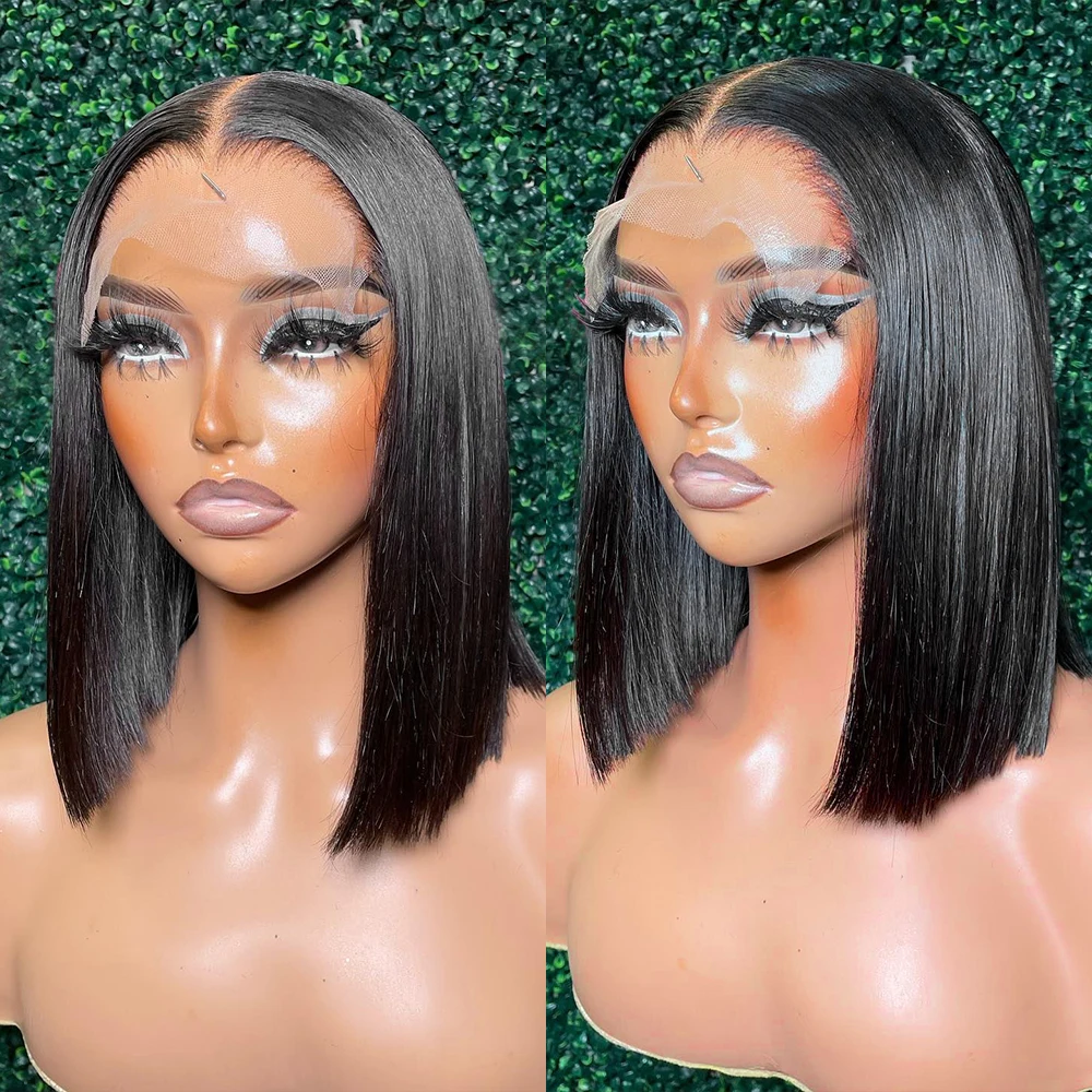 

Brazilian Straight Human Hair Wigs For Women Short Bob Wig Cheap Transparent Lace Closure Wig Remy Hair Wig On Sale PrePlucked