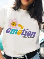 emotion short sleeves graphic t shirt graphic printed tshirt lively women t shirts for woman 2022 o neck girls tops summer white
