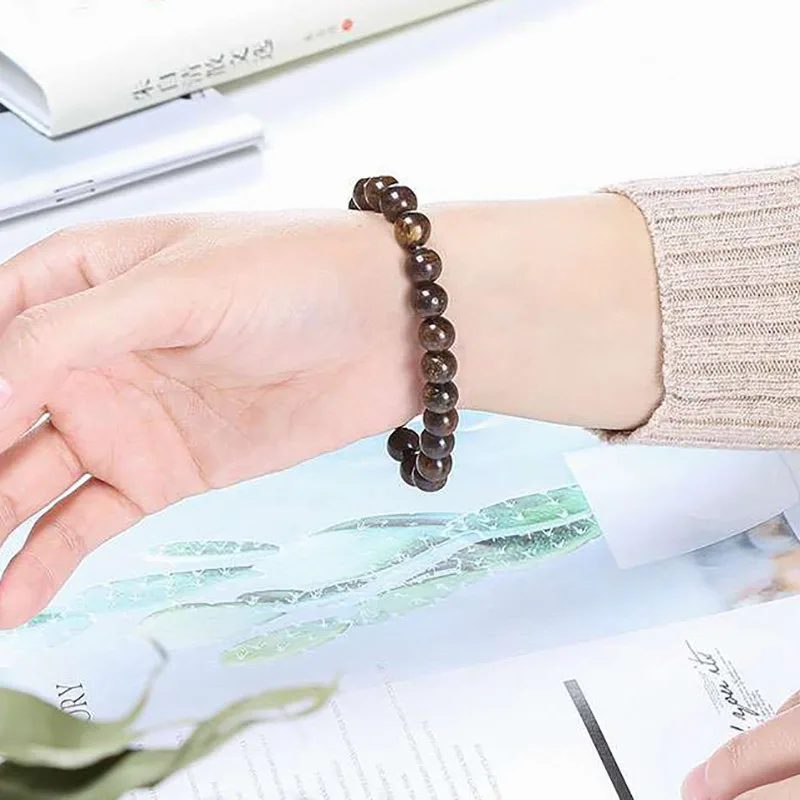 

Natural Bronzite Bracelet Stone Beads Couple Elastic Line Bangle Bracelet 7 Inch For Woman Jewelry Gift 1pcs free shipping