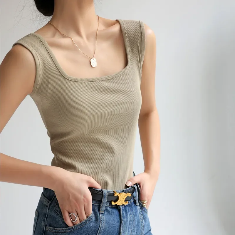 

Summer Beach Women's Tops & Tees Sexy Sleeveless Undershirt Concealing Side Cleavage Chic Basic Youth Spring Tanks & Camis