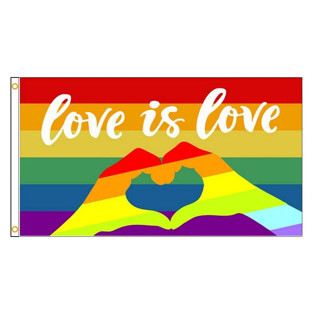 

ELECTION 90X150cm LGBT Gay Pride flag love is love Rainbow Sign language love banner