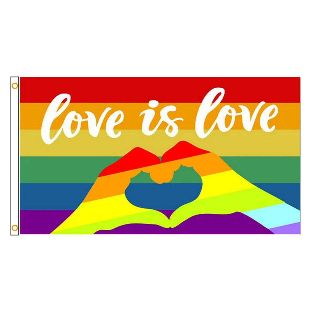 Выборов 90X15 0 см ЛГБТ гей-Прайд флаг love is Rainbow надпись banner |