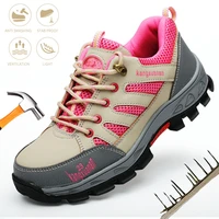 fashion women safety work boots anti puncture anti smashing steel toe cap breathable comfort shoes four seasonscotton sneakers