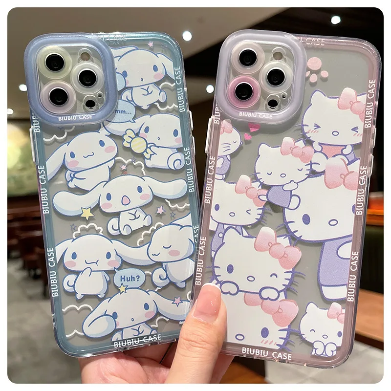 Милый прозрачный силиконовый защитный чехол с рисунком Hello Kitty Cinnamorol Iphone13/11/12Promax/xs