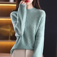 womens knitting elegant beautiful chic hollow 100 pure wool pullover sweater spring autumn new casual fashion bottoming shirt